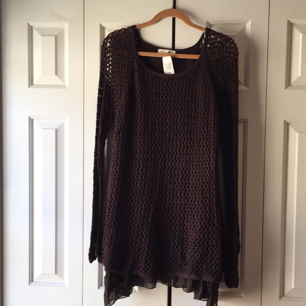 Indigo Soul Long Sleeve Open Knit Sweater LG NWT